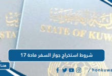 شروط استخراج جواز السفر مادة 17